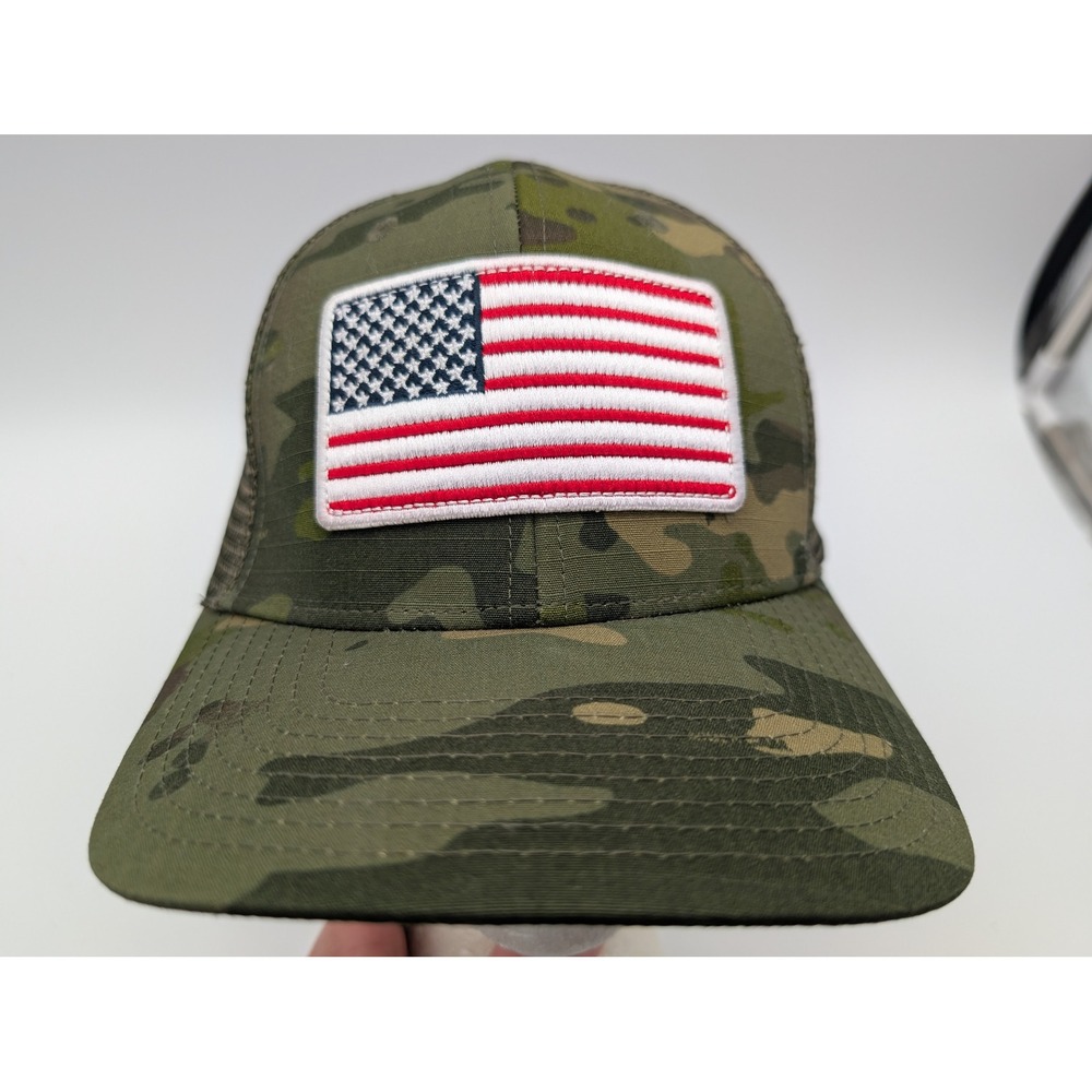 DeWalt Camo Trucker Hat American Flag Patch Mesh Back Snapback Cap OSFM